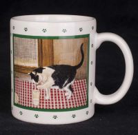 Vandor Lowell Herrero Cat Playing with Milk Coffee Milk Vtg 84